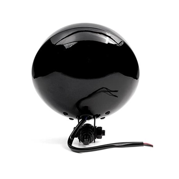 6" Black & Chrome Motorcycle Headlight Mesh Grill High Low Headlamp Bottom Mount - Picture 4 of 5